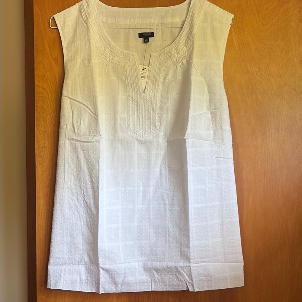 Talbots White Boxy Buttoned Blouse